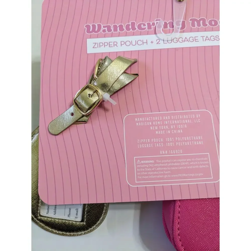New Mermai Beach Shell Zipper Pouch & 2Luggage Tags Set Wandering Moon Travel ID